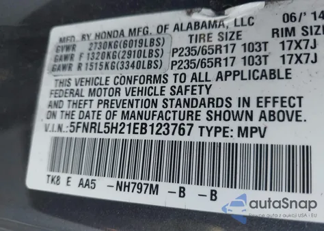 2014 Honda Odyssey Lx z USA, uszkodzony, nr VIN 5FNRL5H21EB123767